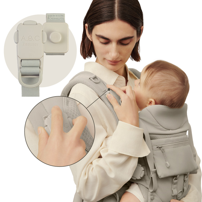ABC エアバギー 抱っこひも マグネット メッシュカバー付き 抱っこひも A.B.C AIRBUGGY BABY CARRIER BASIC PLUS - AIRBUGGY